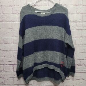 Sundry Knit Sweater Womens Sz M Striped Lightweight‎ See Thru Heart Preppy Cozy